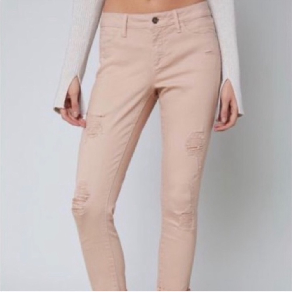 Bebe Heartbreaker Skinny Jeans Pink Raw ahem